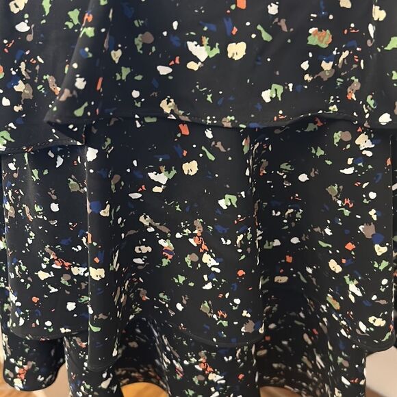 P Luca Milano black tiered mesh blouse Size L EUC - Picture 2 of 10